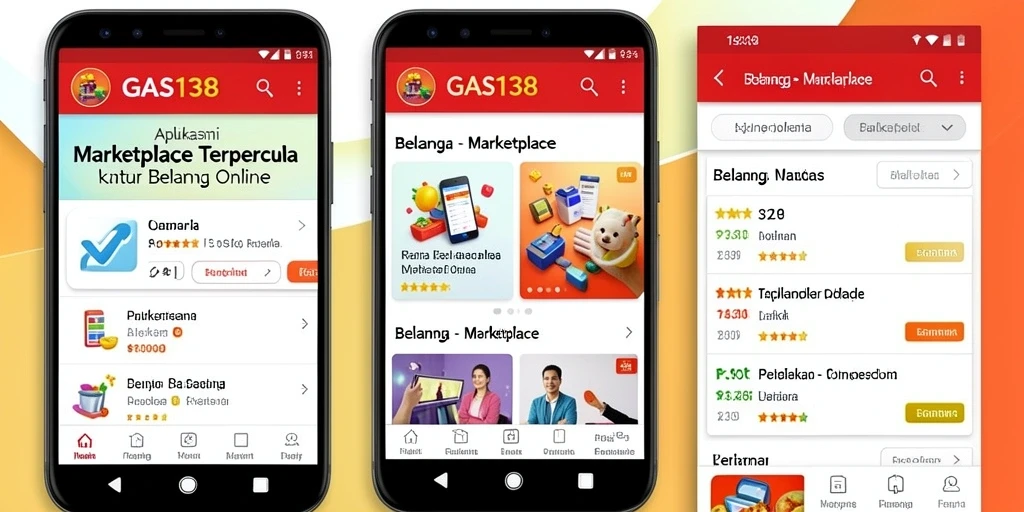 Screenshot utama GAS138 menampilkan antarmuka aplikasi Marketplace yang menarik.