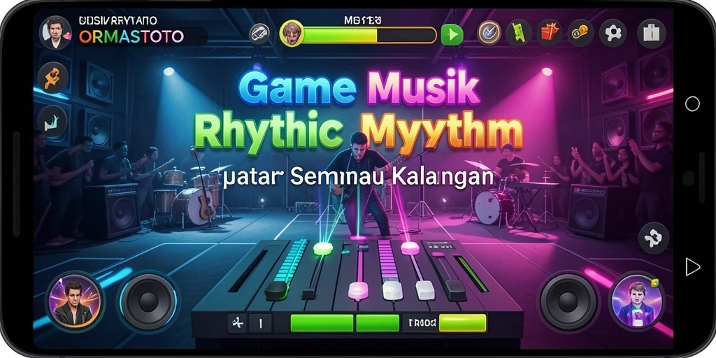 Tampilan antarmuka interaktif game Musik Rhythm ORMASTOTO.