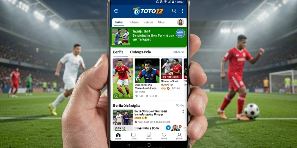 Antarmuka aplikasi TOTO12 menampilkan berita terbaru olahraga bola.
